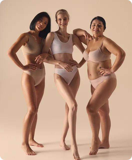 Three women standing together
